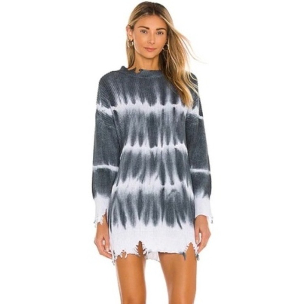 NWT superdown Womens S Shia Sweater Dress Tie Dye Distressed Ribbed Knit